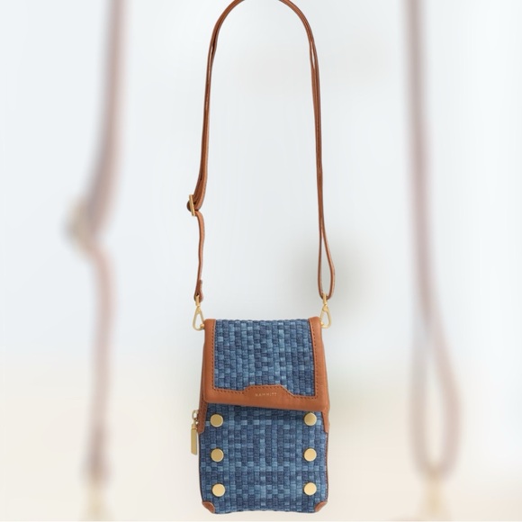 HAMMITT Women’s VIP MOBILE Mosaic Denim/Brushed Gold Crossbody - Picture 1 of 15